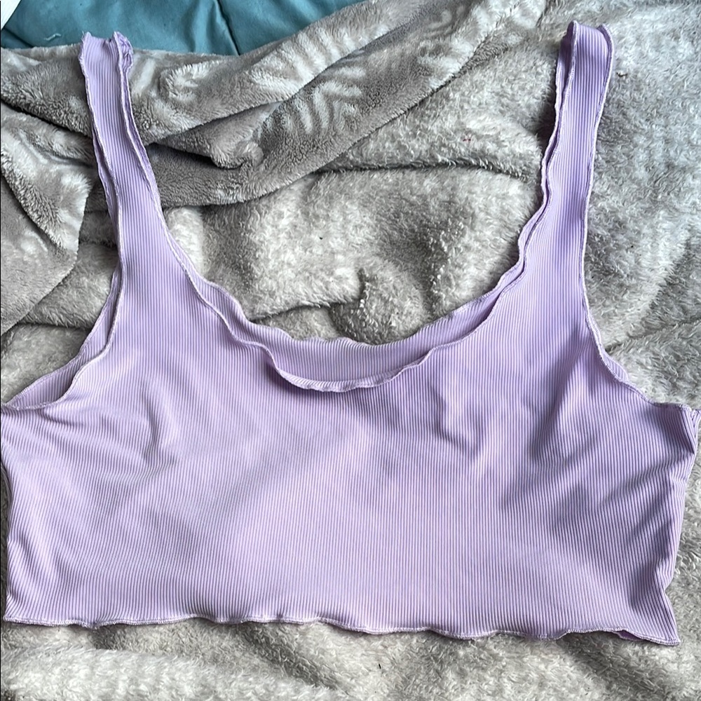 ROMWE Lavender Ribbed Tank Top